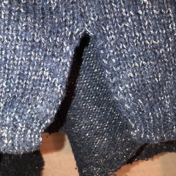Joie S Indigo Blue Silver Metallic Knit Alpaca Blend Pullover Sweater - Picture 9 of 14